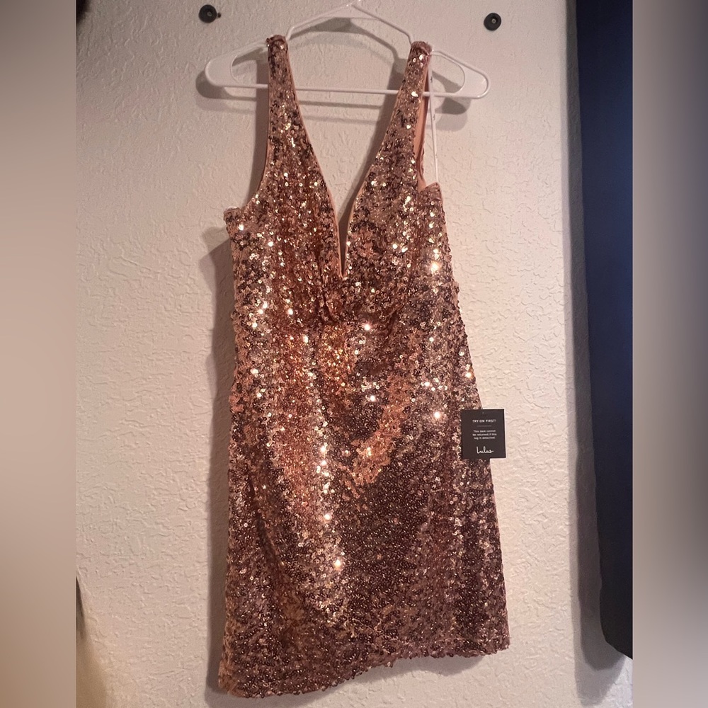 Pink Champagne Sequined Brand New Lulus Dress